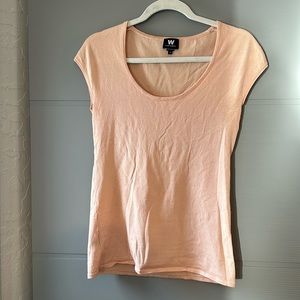 W by Worth shell pink knit cap sleeved top, size small